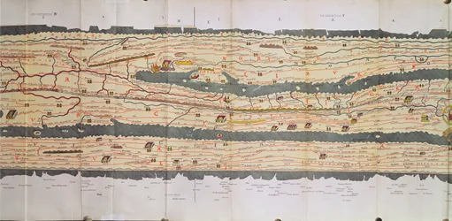 Detalje af Italien fra Peutinger kortkopi